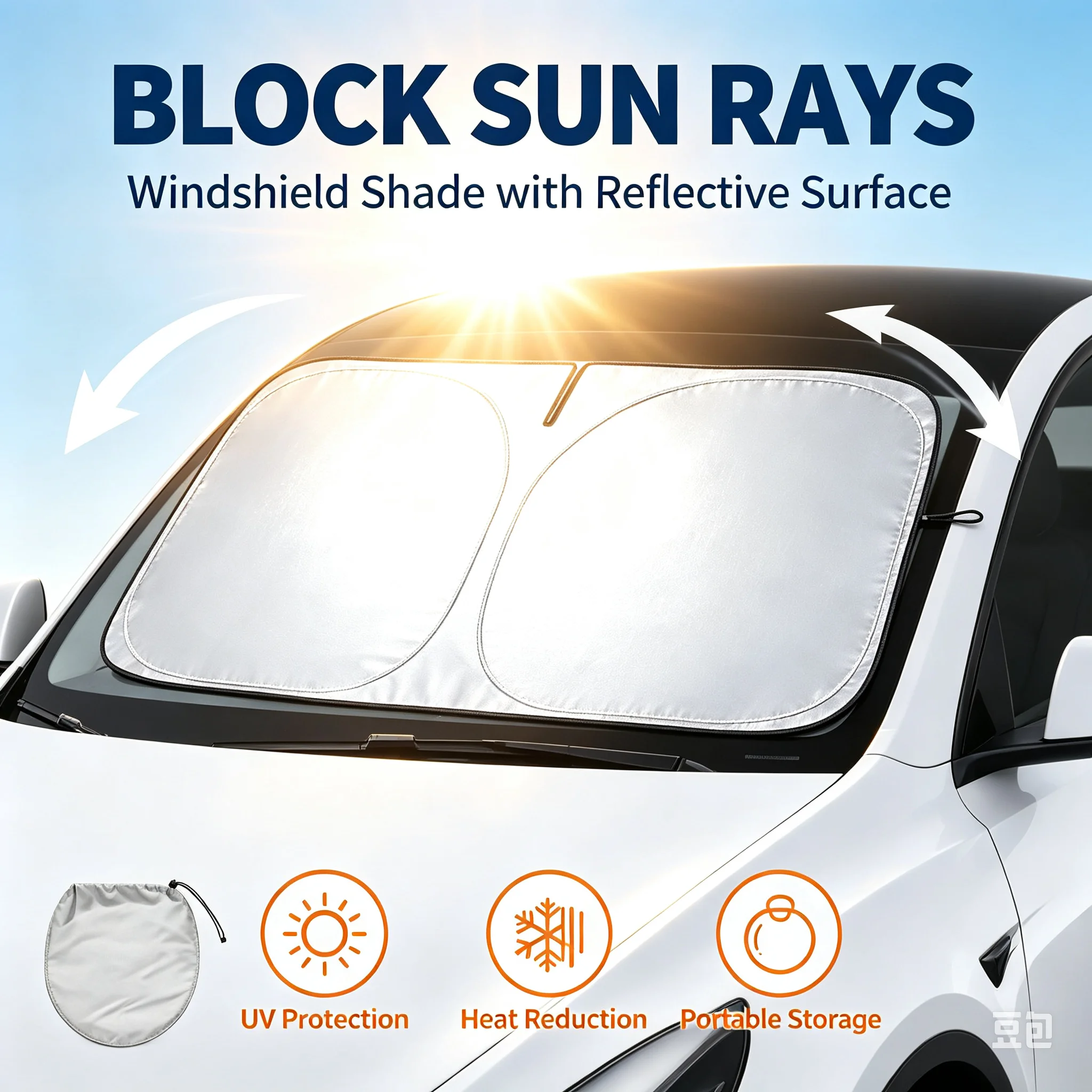 Windshield Sun Shade - Parasol para Coche, Aislamiento Térmico, Refrigeración