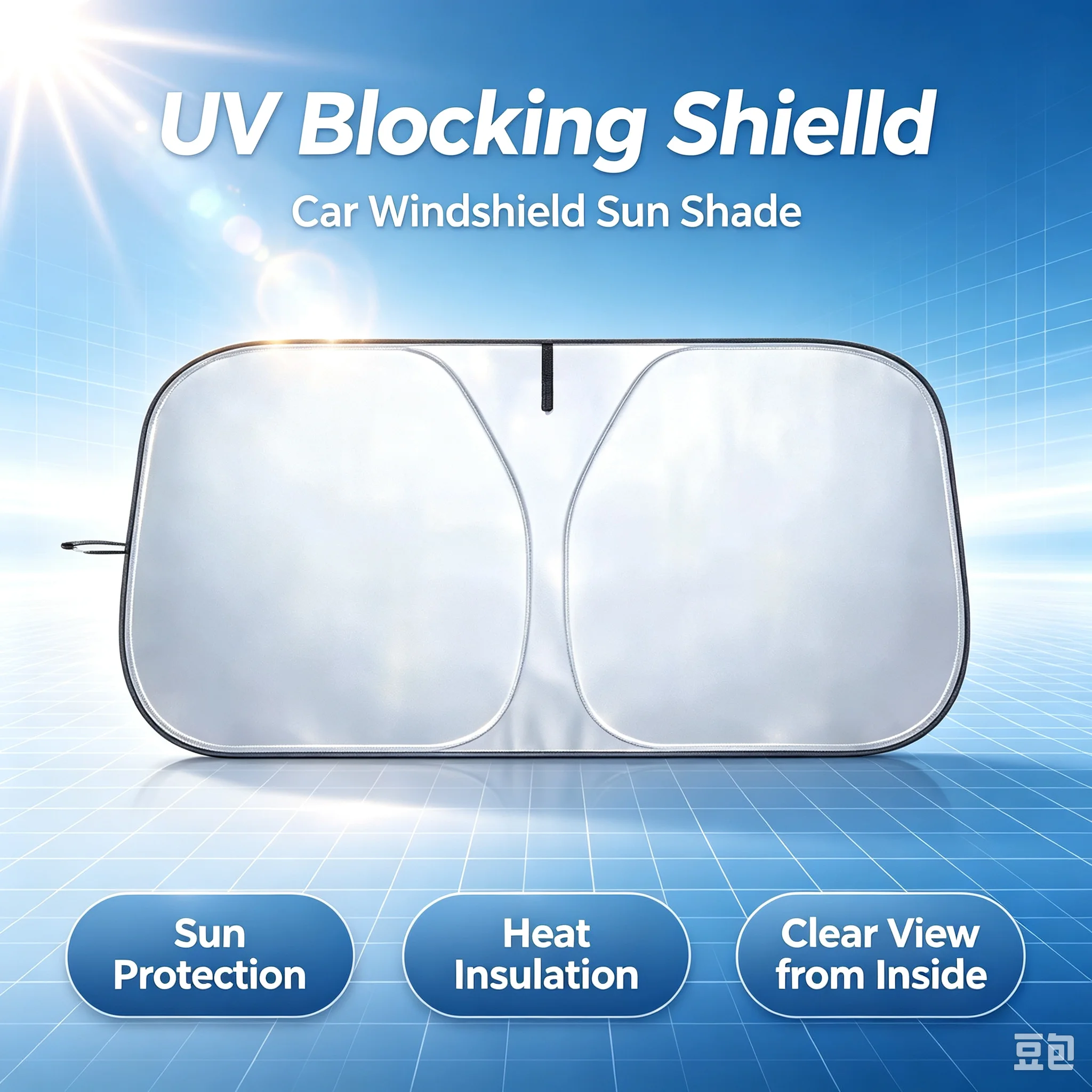 Windshield Sun Shade - Parasol para ventana delantera de coche,